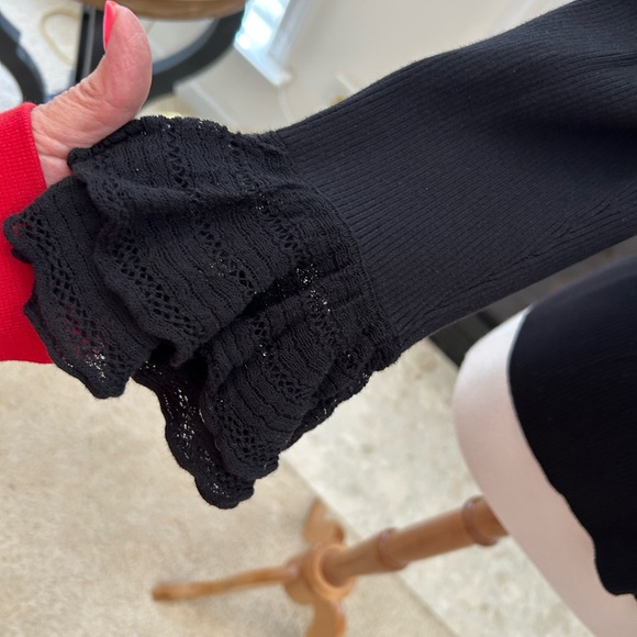 Ralph Lauren Black Ruffled Ribbed Knit Top - Picture 4 of 8